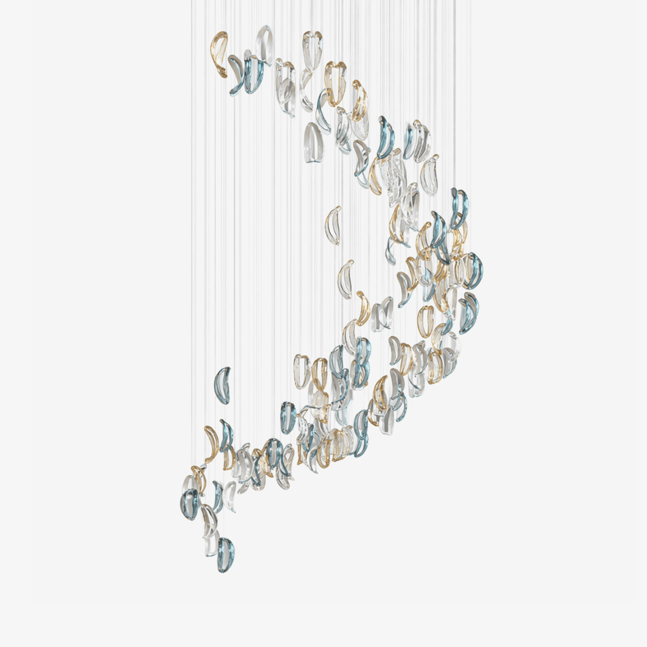 Aqua Ripple Glass Art Customize Chandelier