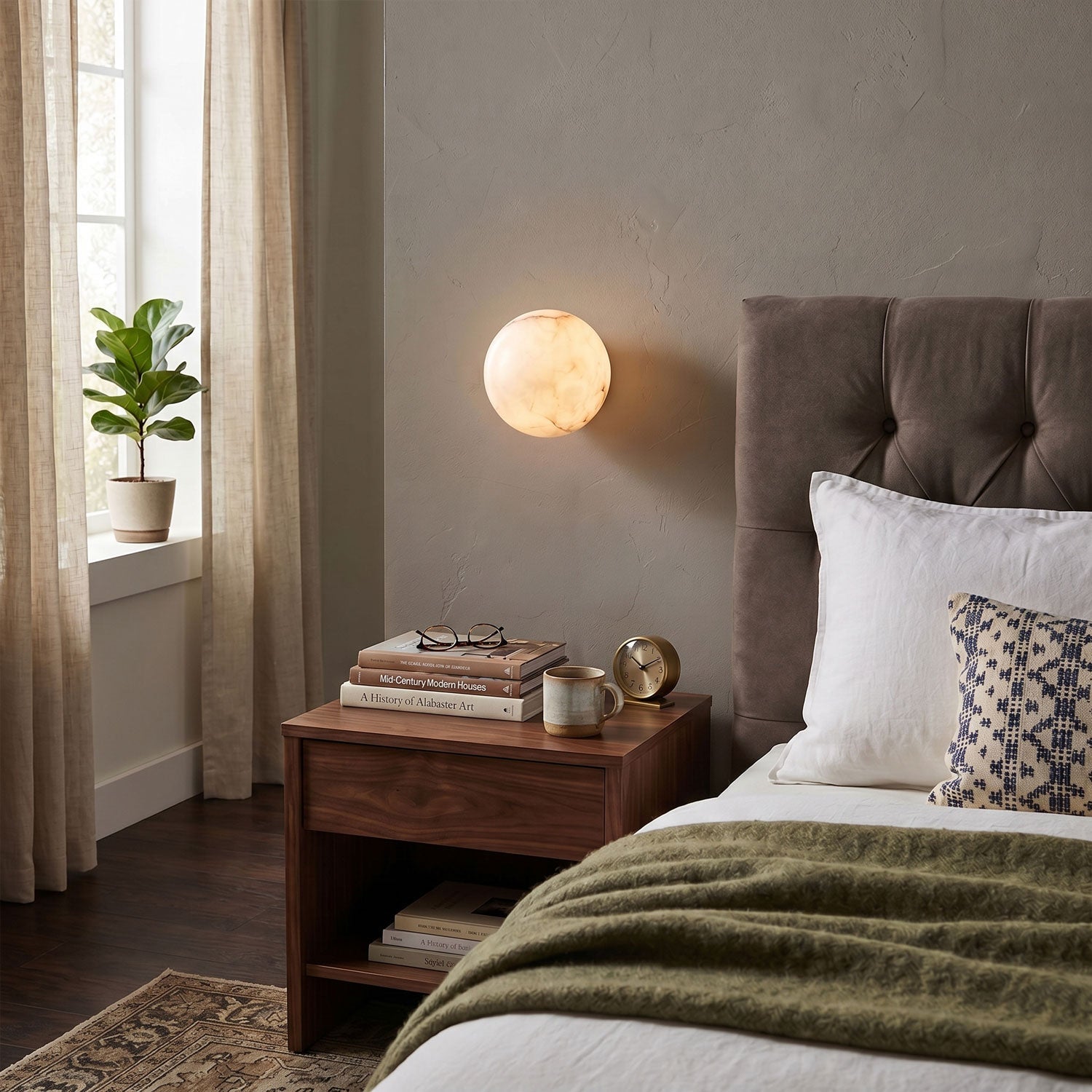 Alabaster Mini Orb Wall Lamp