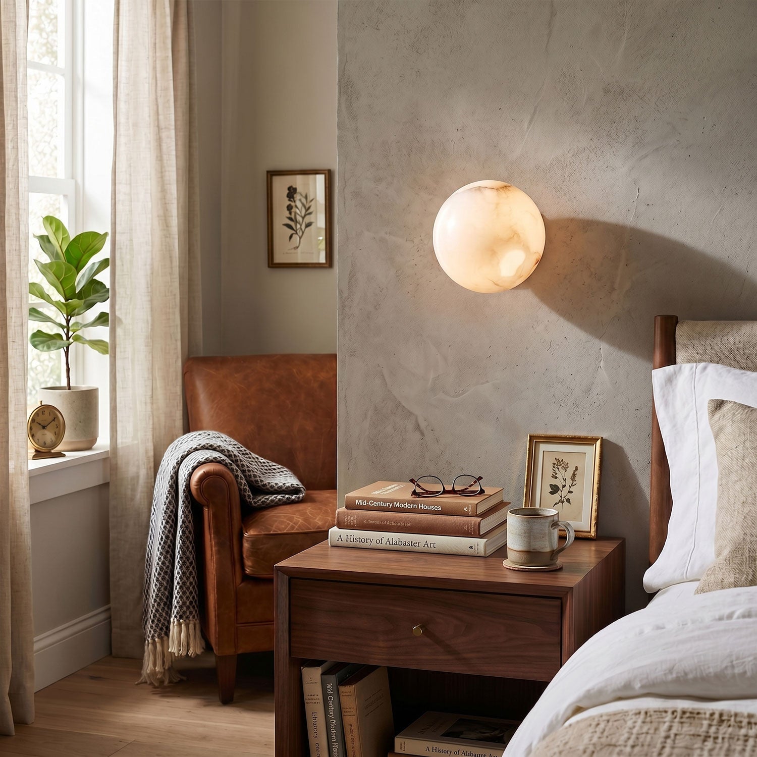 Alabaster Mini Orb Wall Lamp