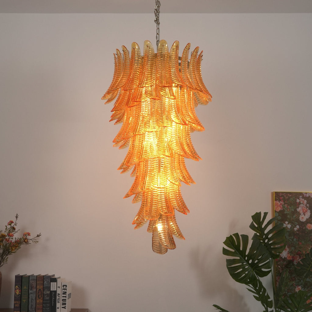 Amber Leaf Cascade Chandelier