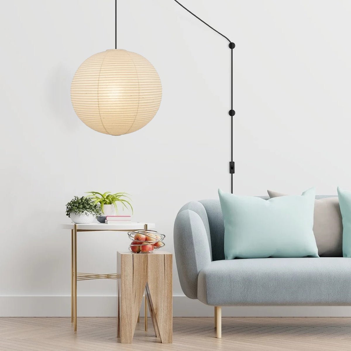 Kozo Paper Globe Swag Pendant (white plug wire)