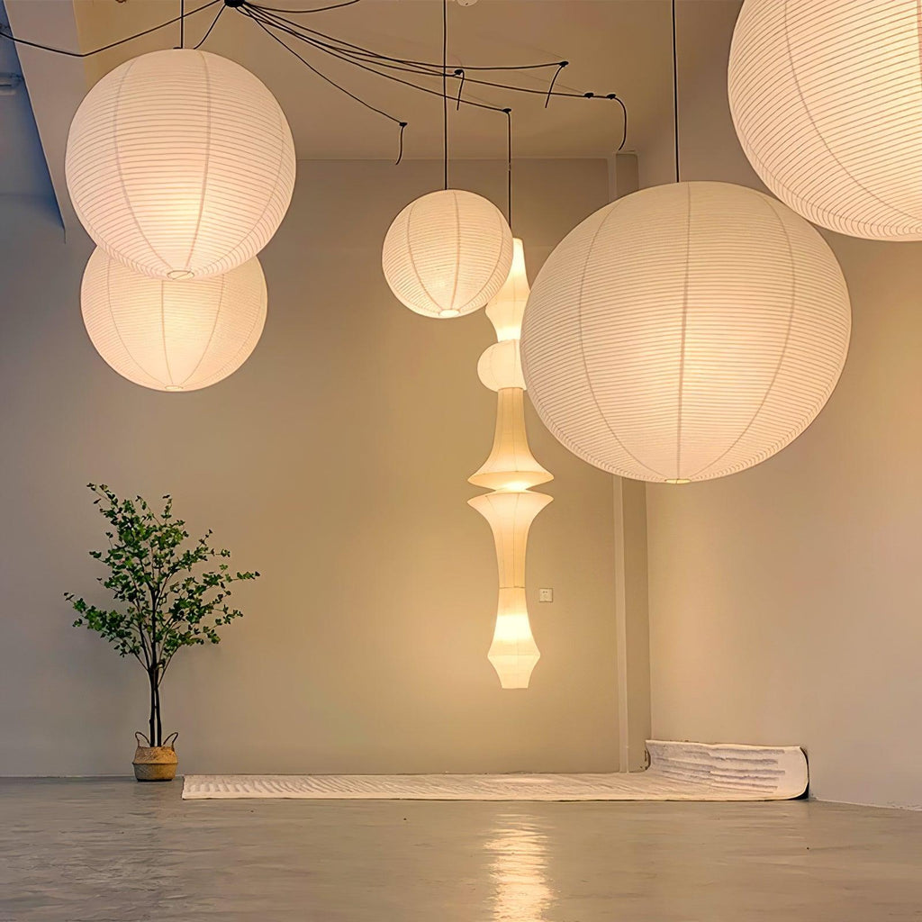 Kozo Paper Globe Swag Pendant (white plug wire)
