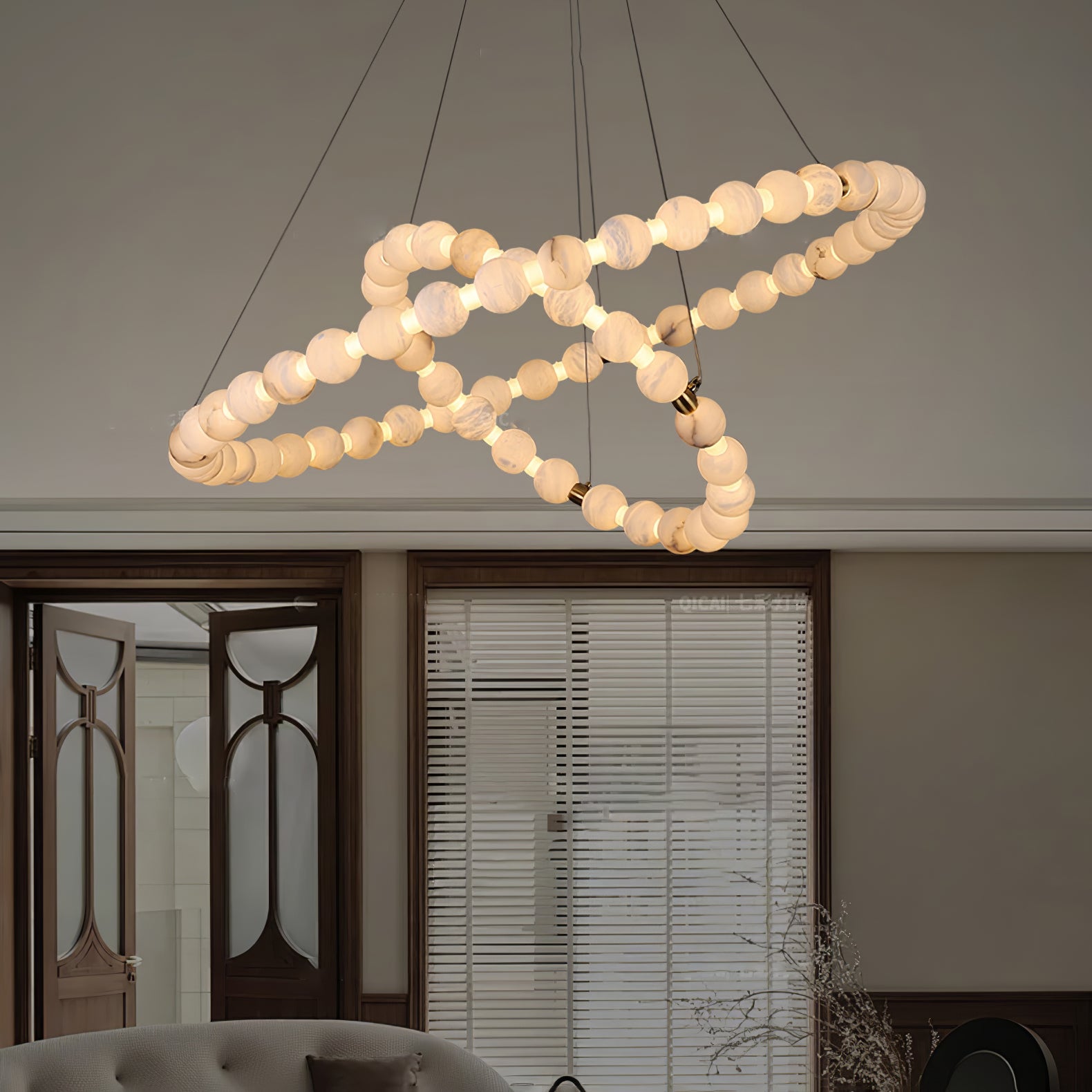 Alabaster Orb Ring Chandelier