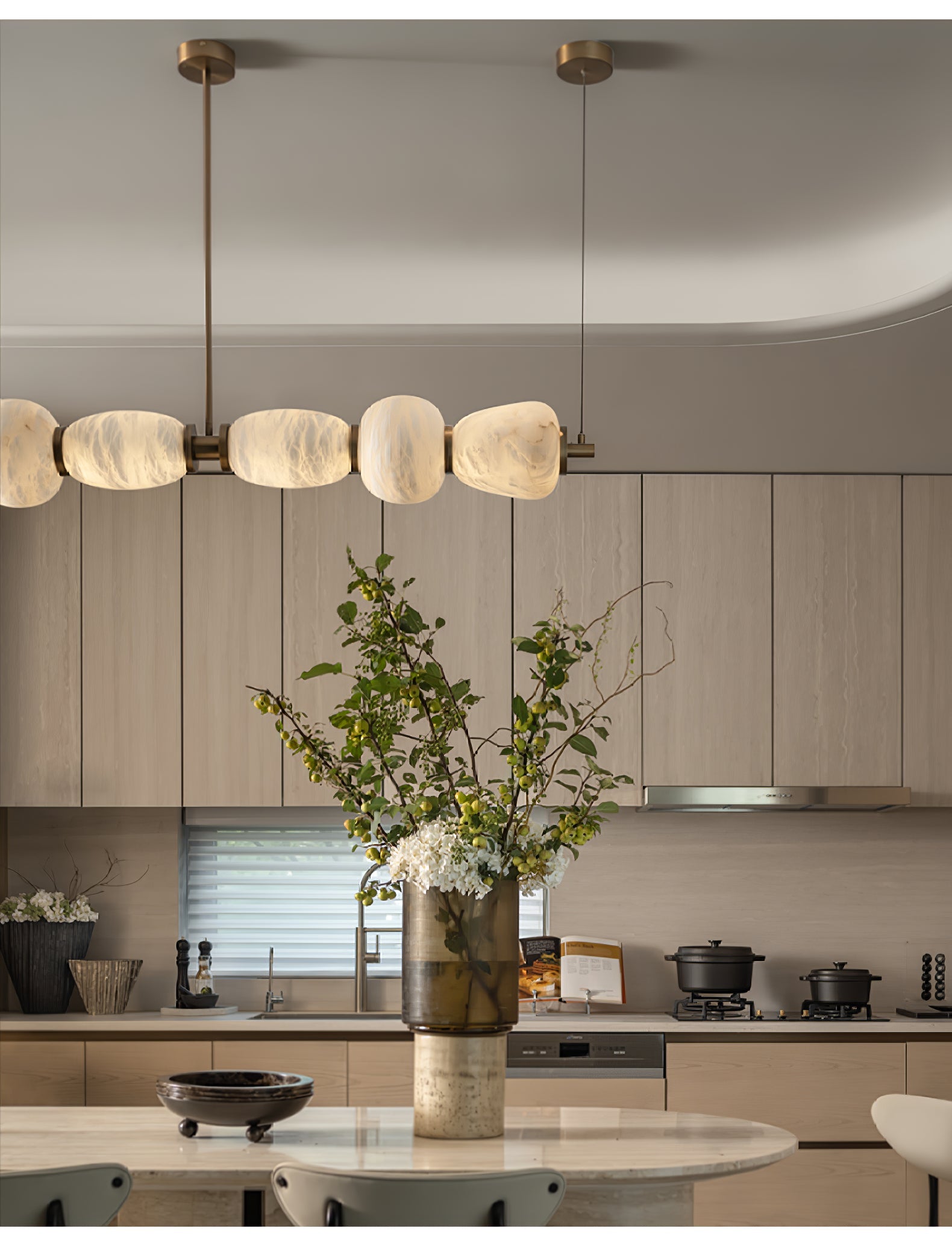 Alabaster Pebble Linear Chandelier