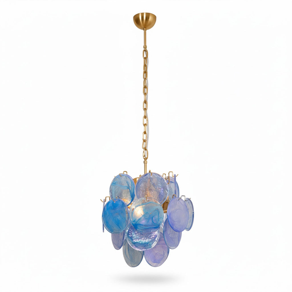 Aqua Blue Glass Chandelier