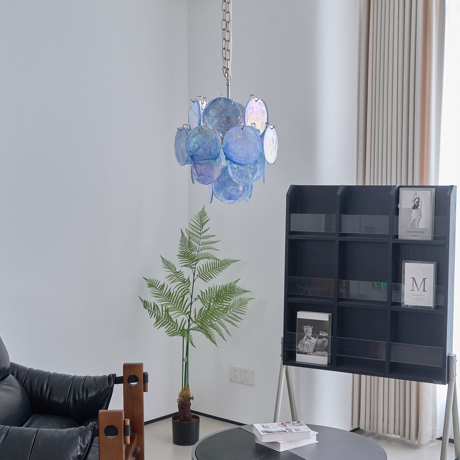 Aqua Blue Glass Chandelier