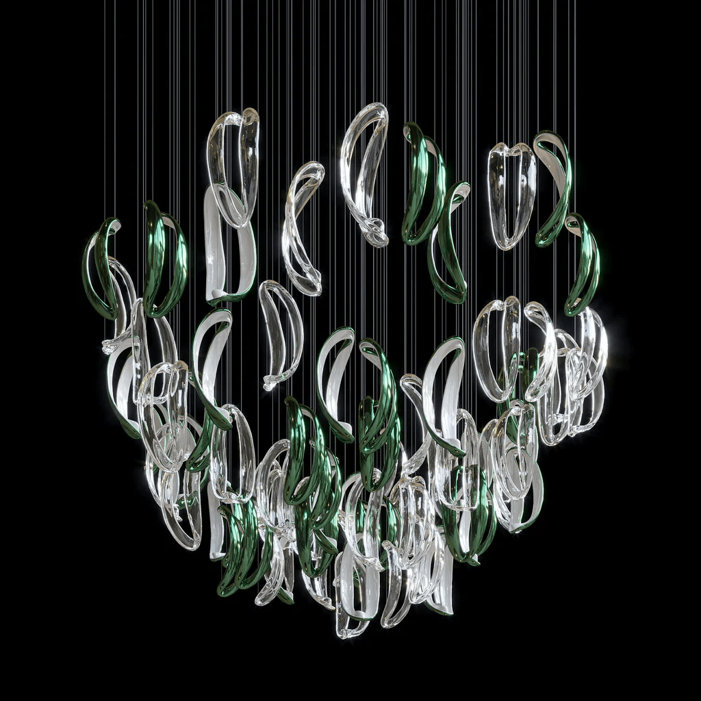 Aqua Ripple Glass Art Customize Chandelier