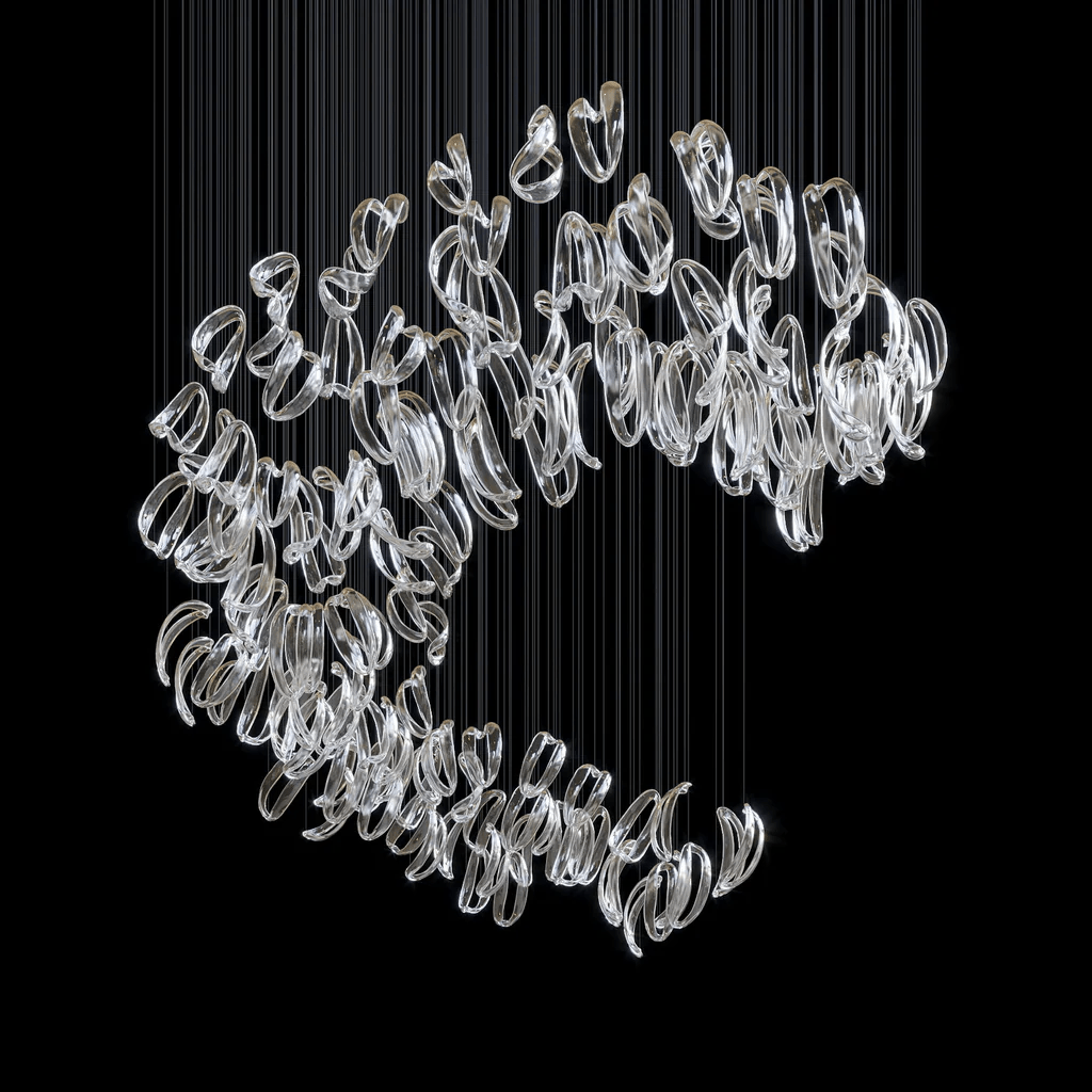 Aqua Ripple Glass Art Customize Chandelier