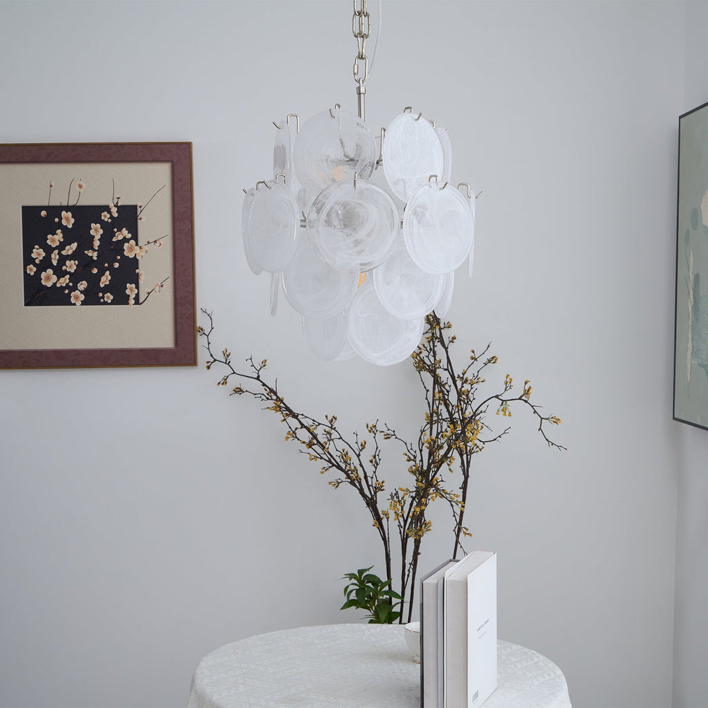 Aqua White Glass Chandelier