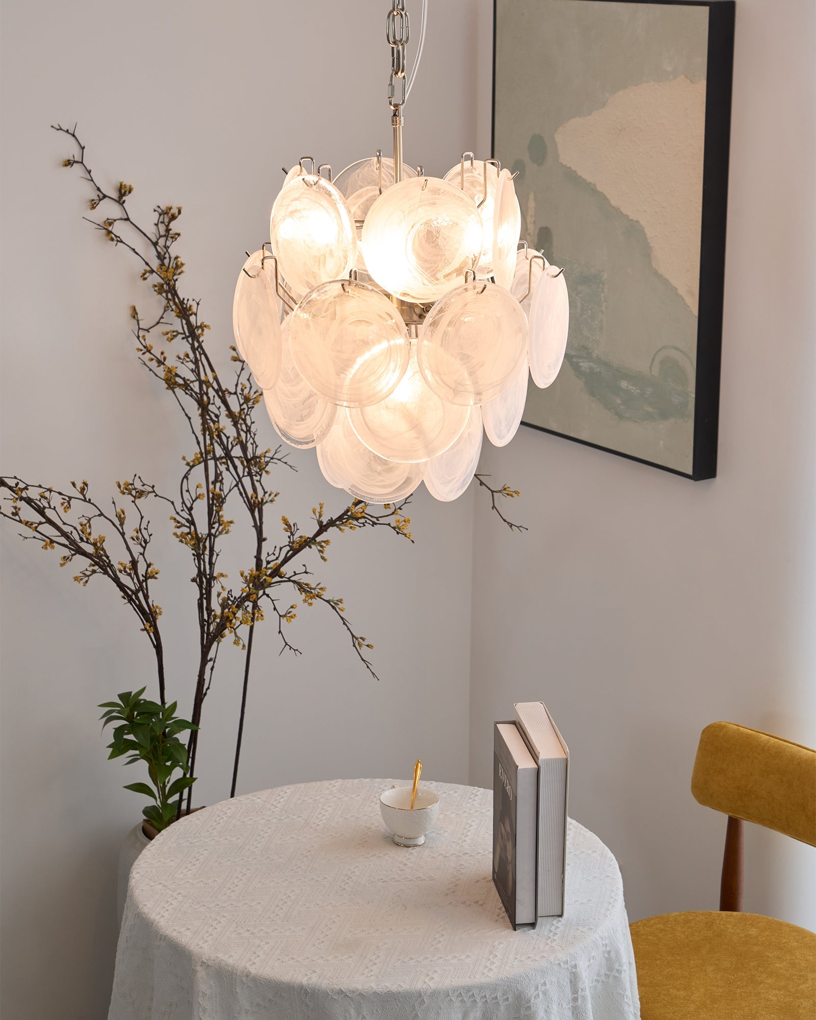 Aqua White Glass Chandelier