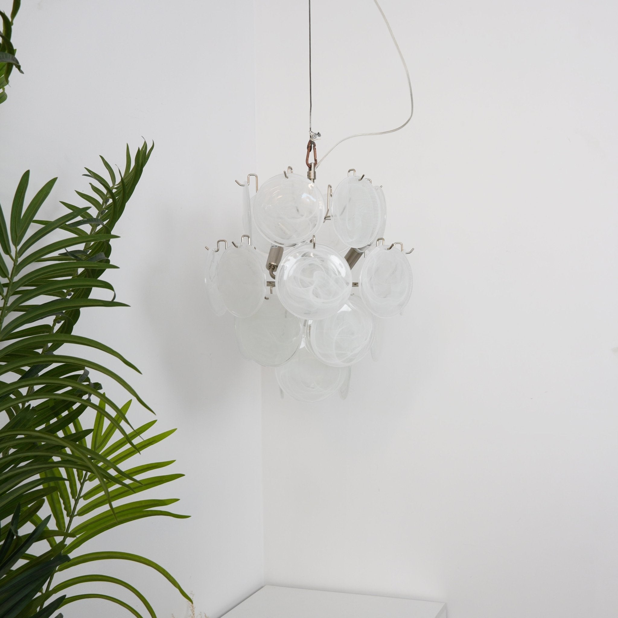 Aqua White Glass Chandelier