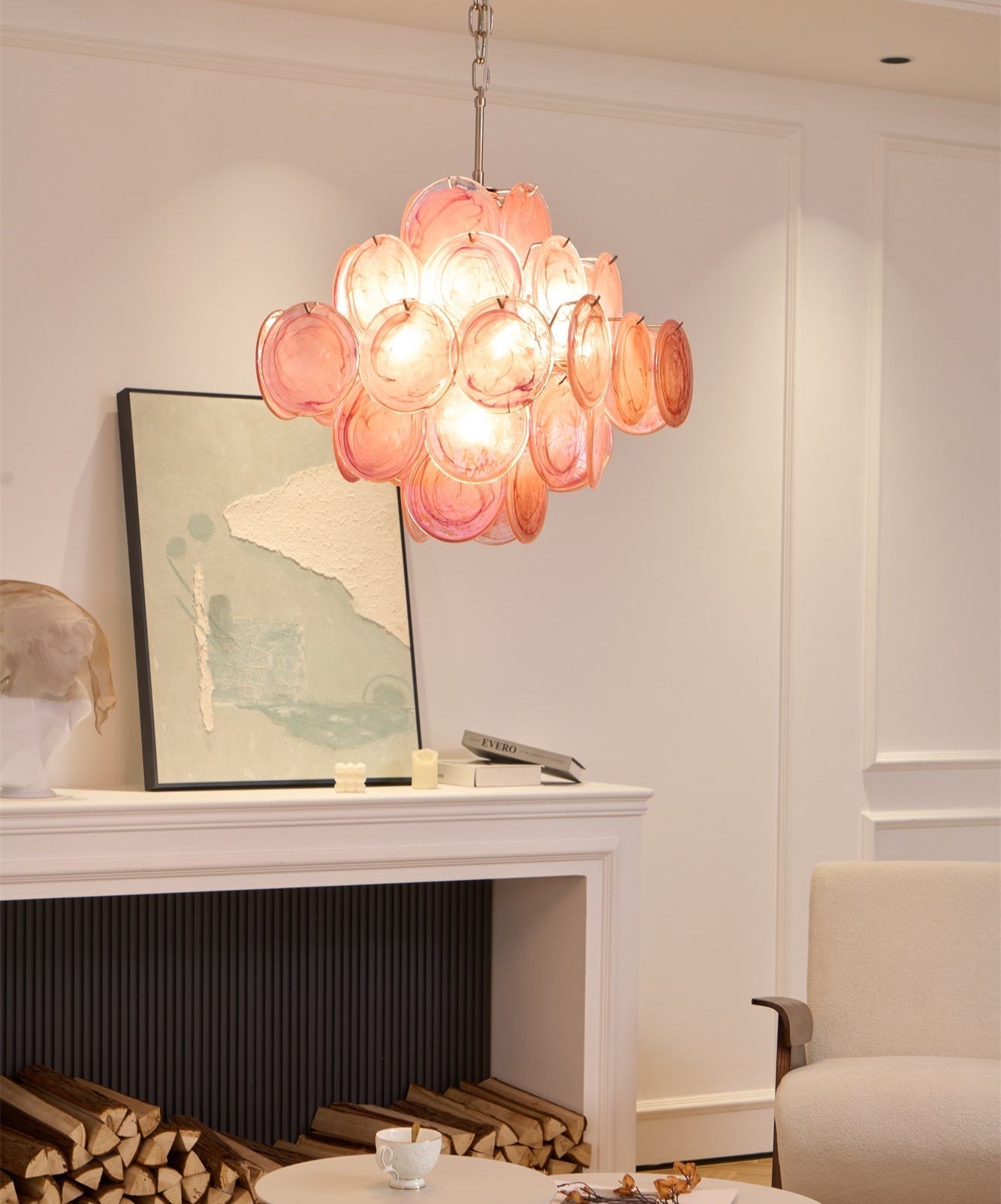 Aurelia Pink Glass Chandelier
