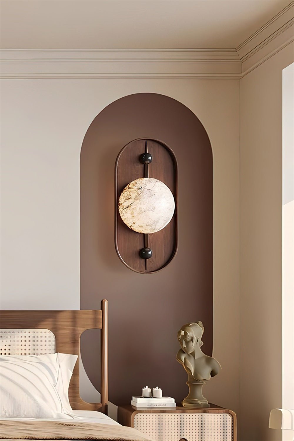 Bezel Alabaster Plug-in Wall Lamp