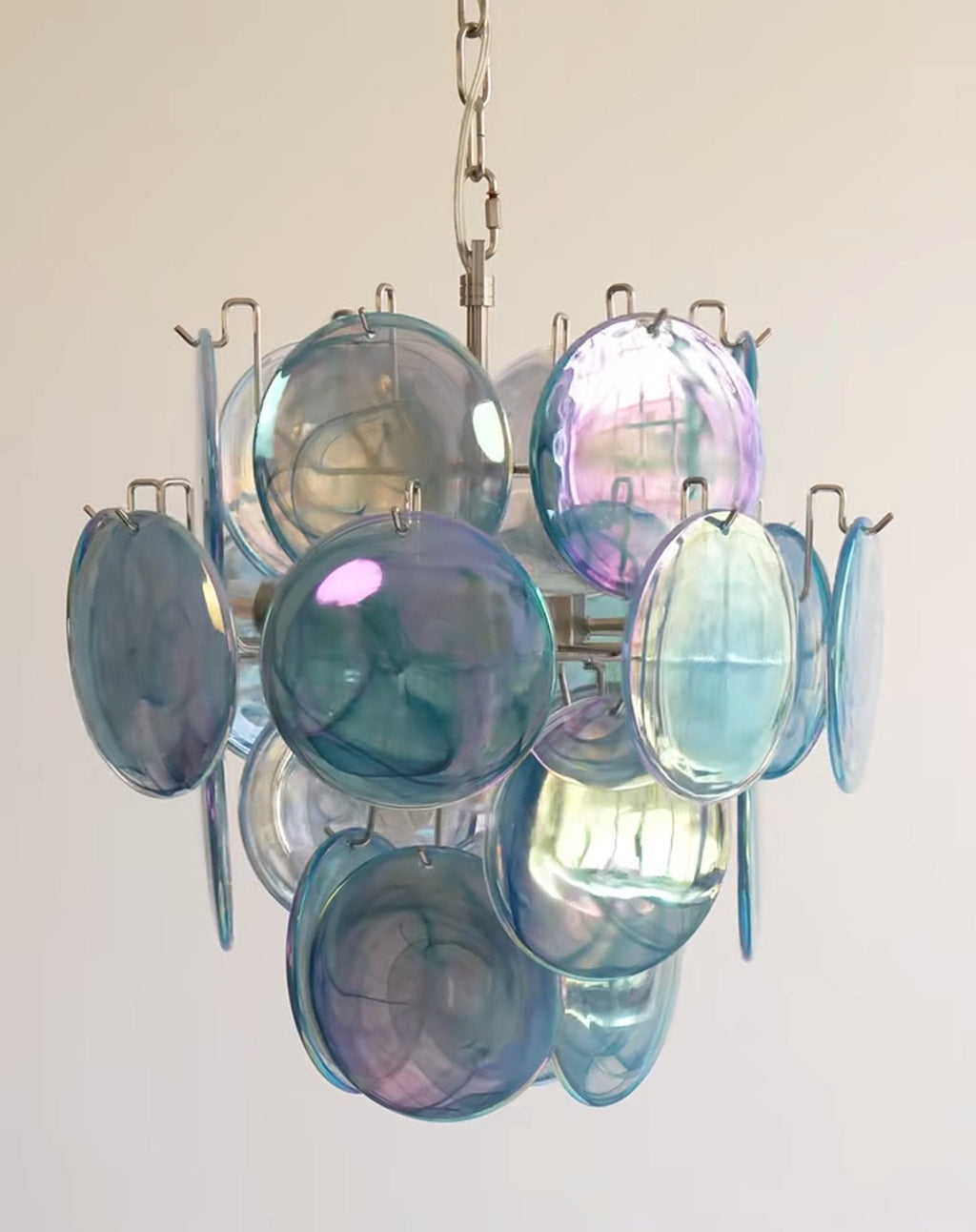 Blue Disc Glass Chandelier