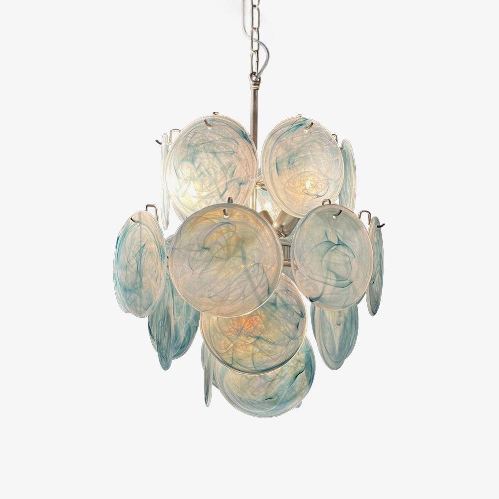 Blue Disc Glass Chandelier