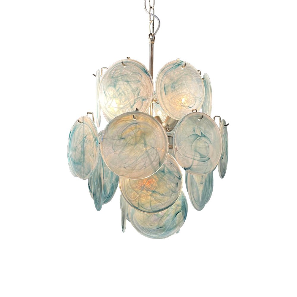 Blue Disc Glass Chandelier