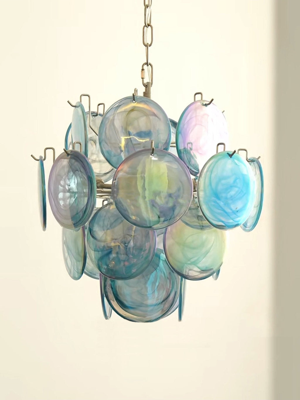 Blue Disc Glass Chandelier
