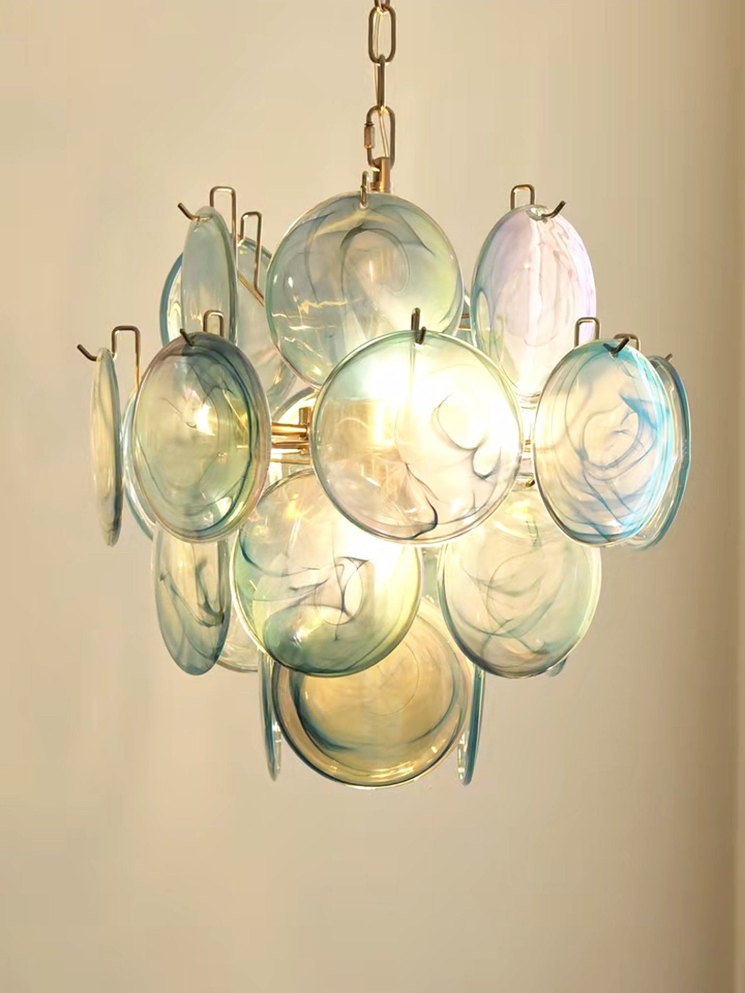Blue Disc Glass Chandelier