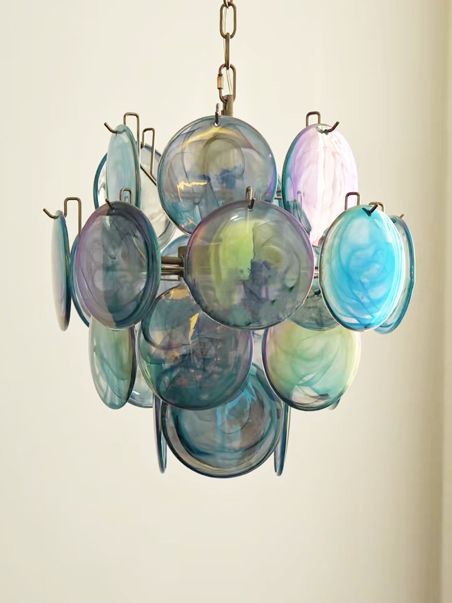 Blue Disc Glass Chandelier