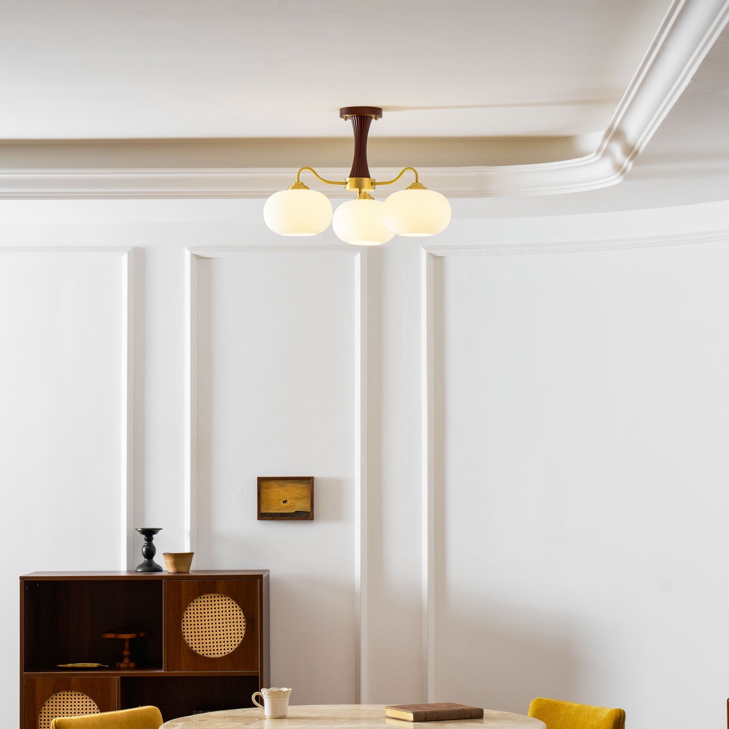 Brass Wooden Persimmon Chandelier