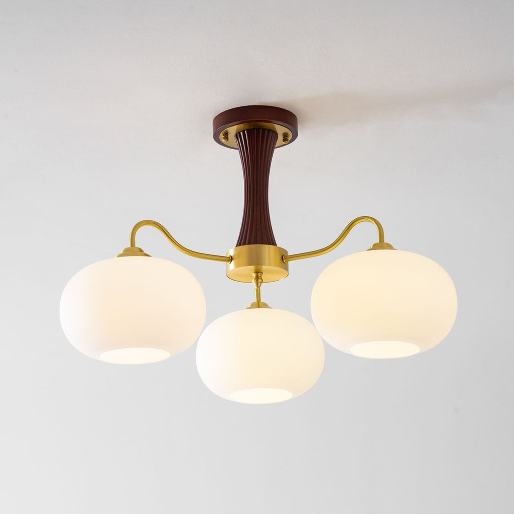 Brass Wooden Persimmon Chandelier