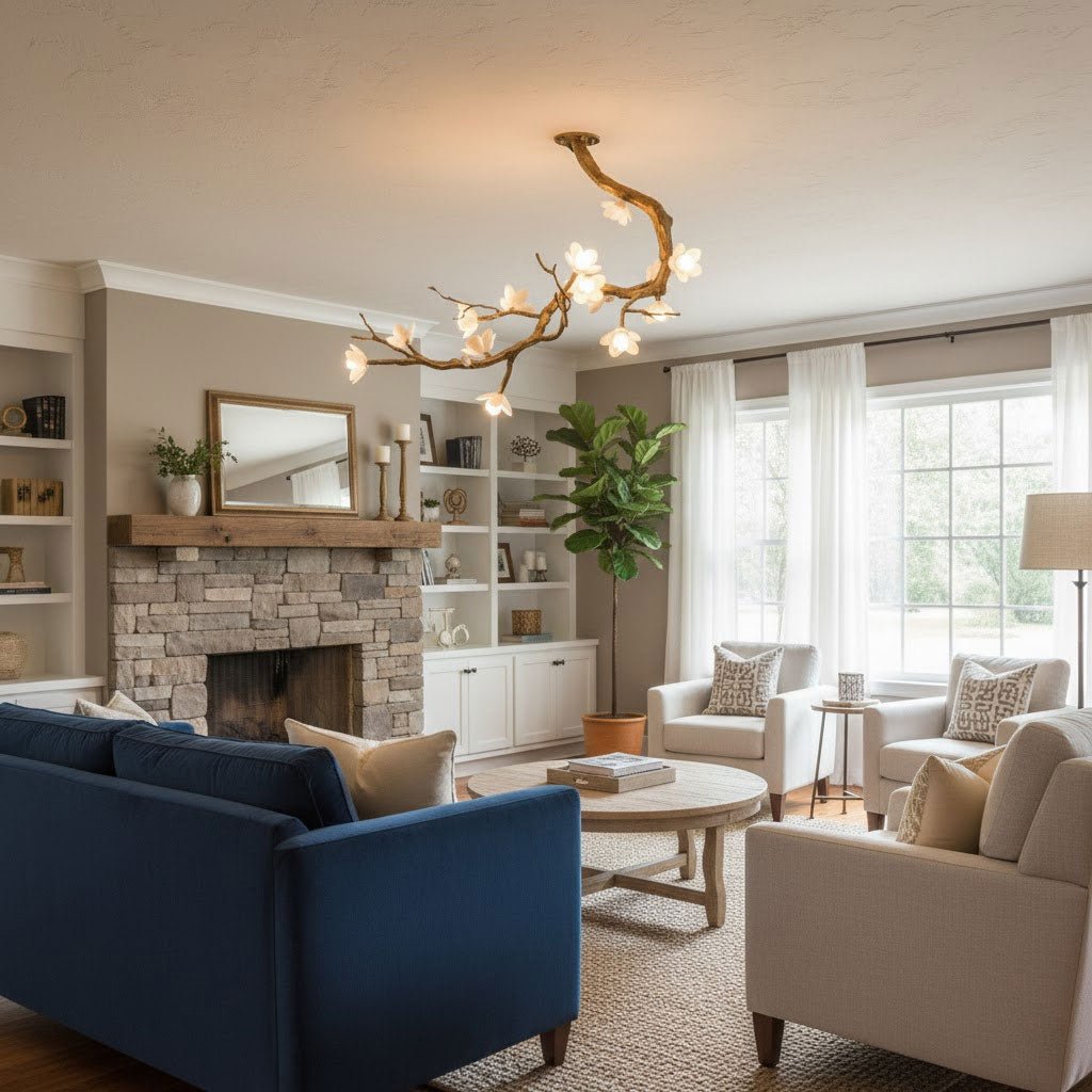 Brass Flower Branch Chandelier