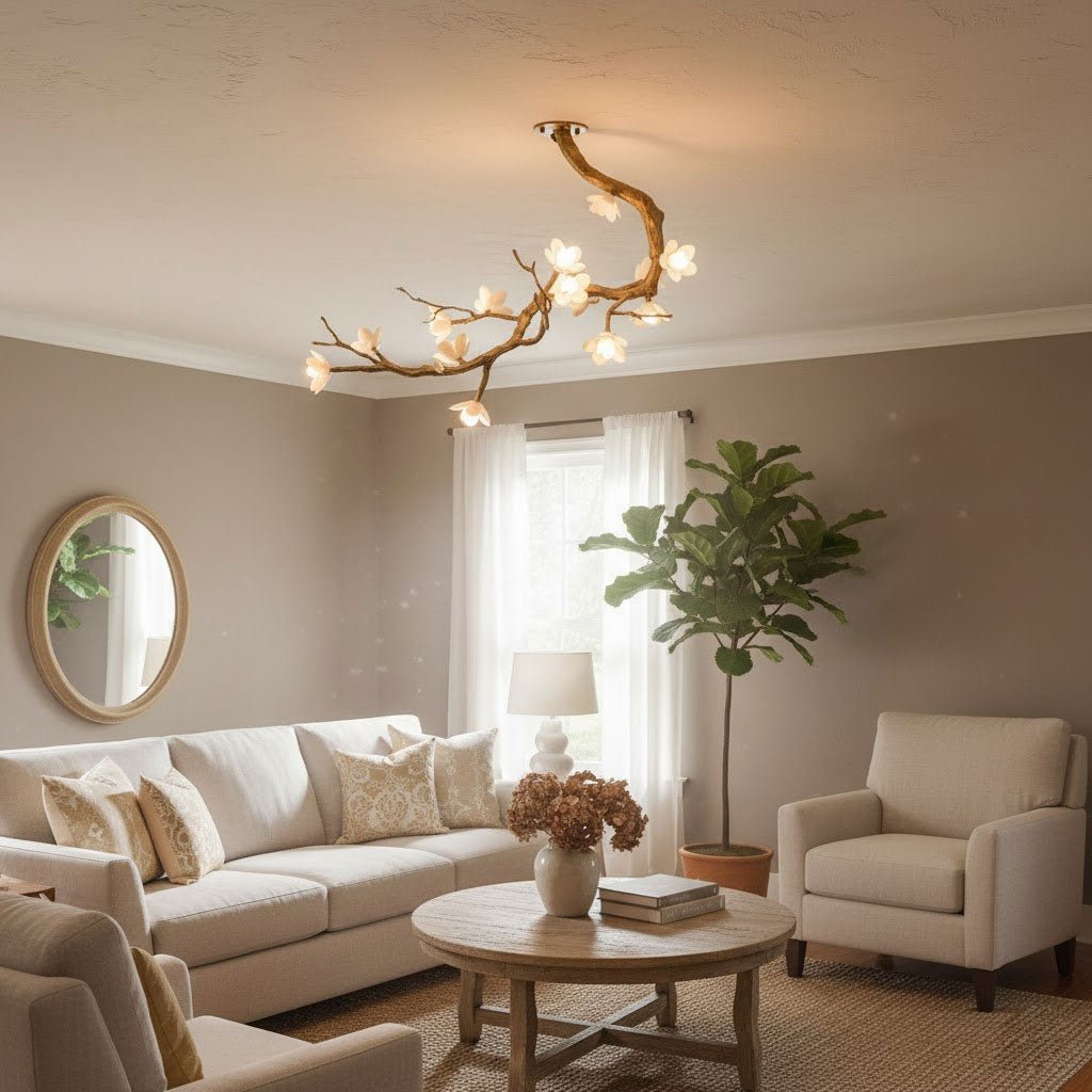Brass Flower Branch Chandelier