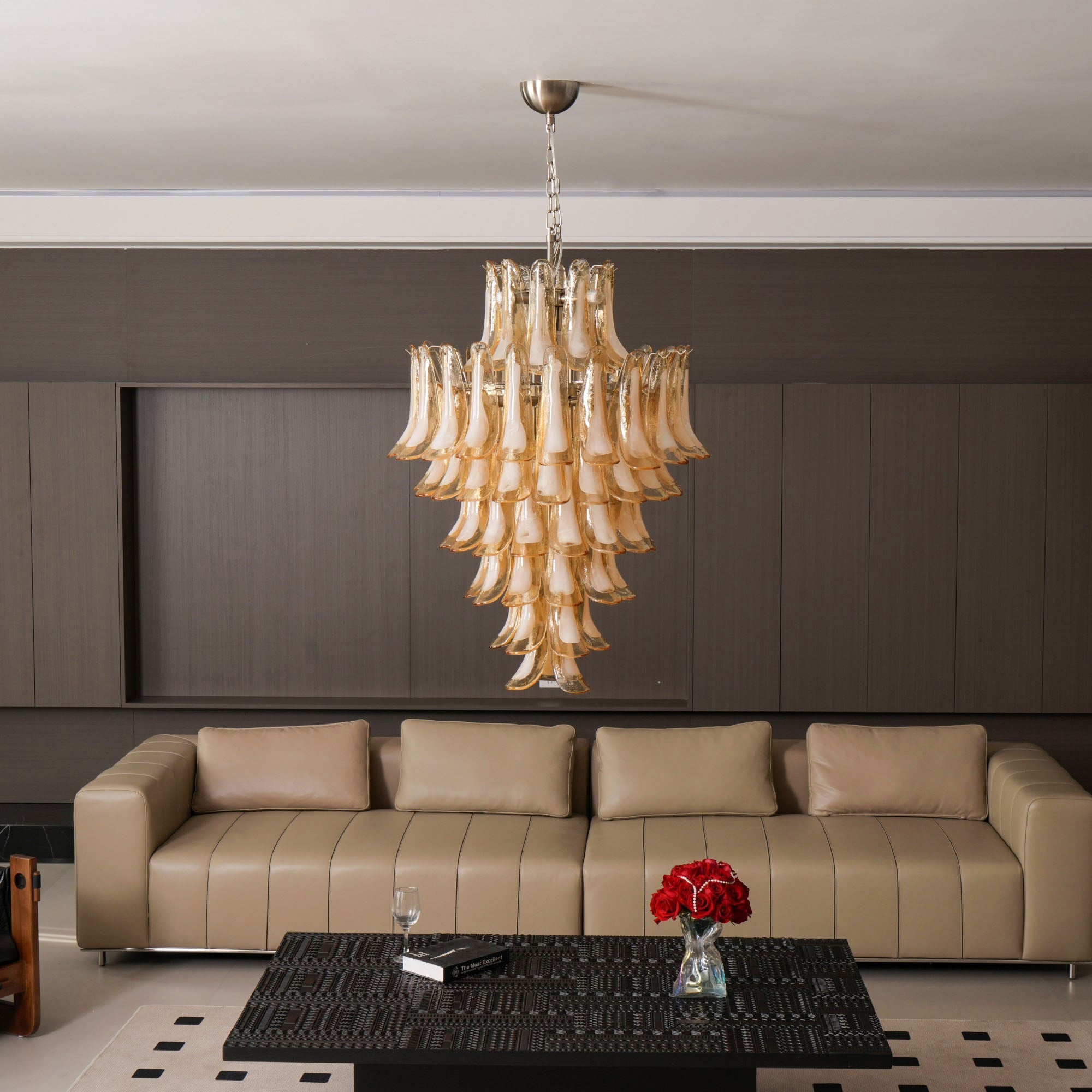 Amber Cloud Glass Petals Chandelier