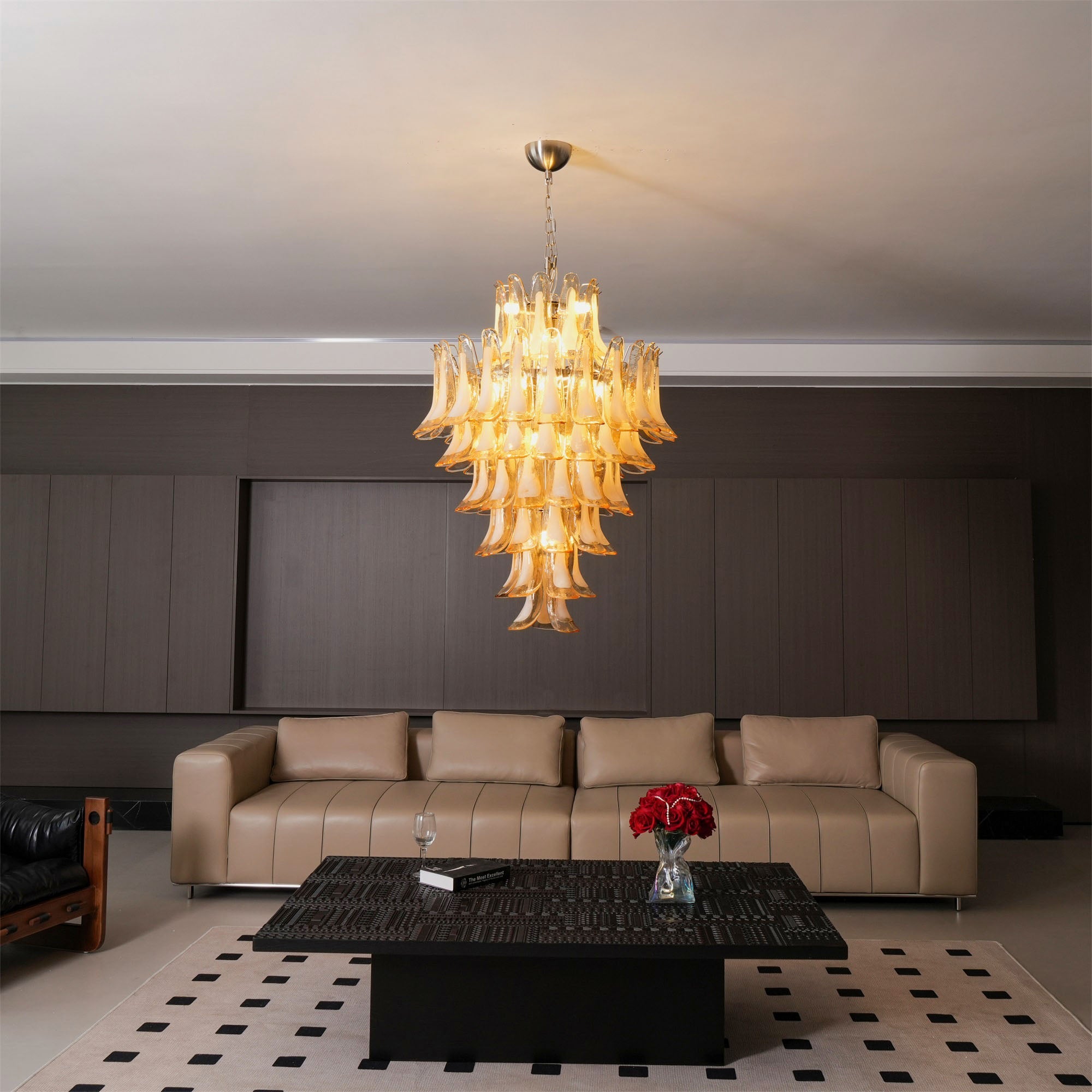 Amber Cloud Glass Petals Chandelier