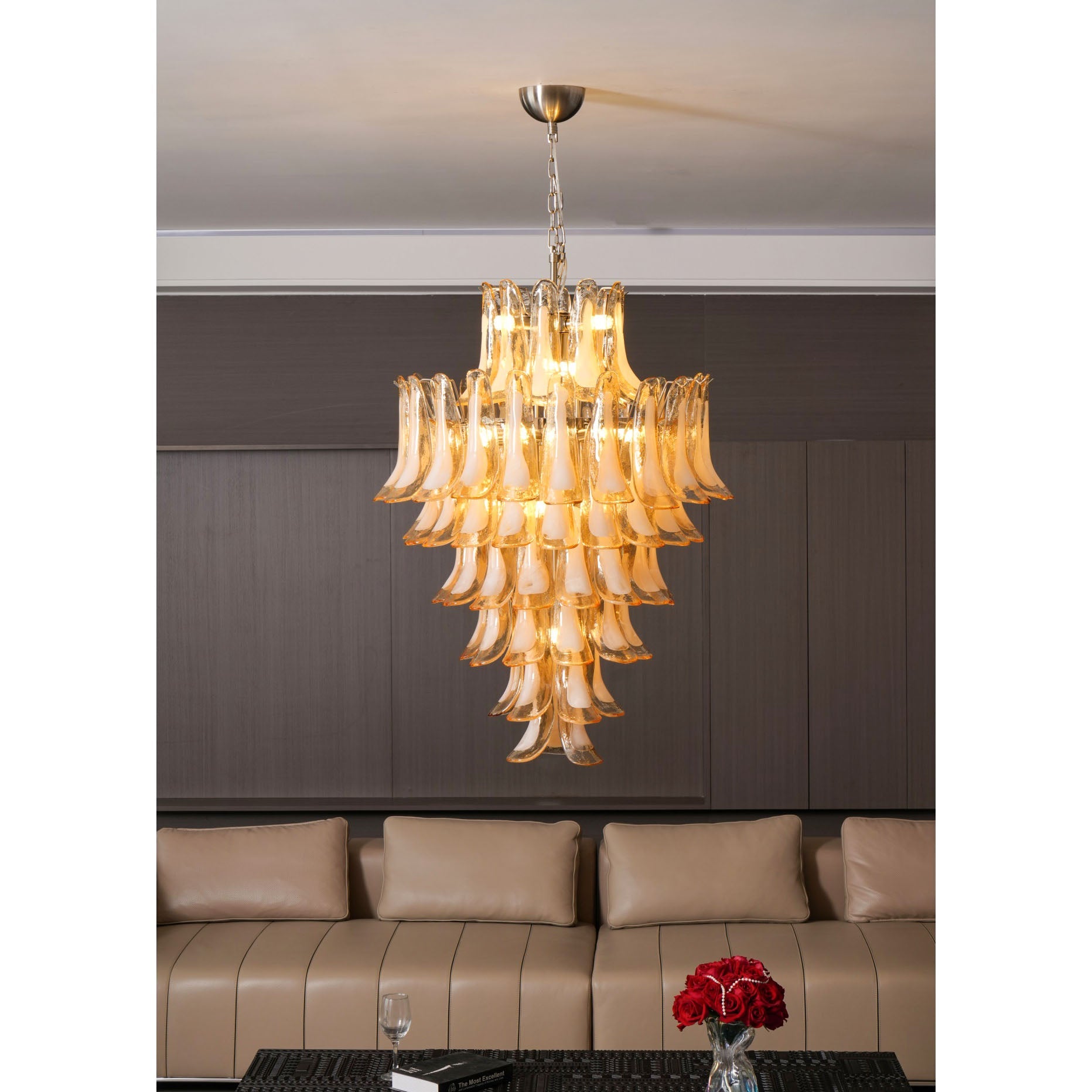 Amber Cloud Glass Petals Chandelier