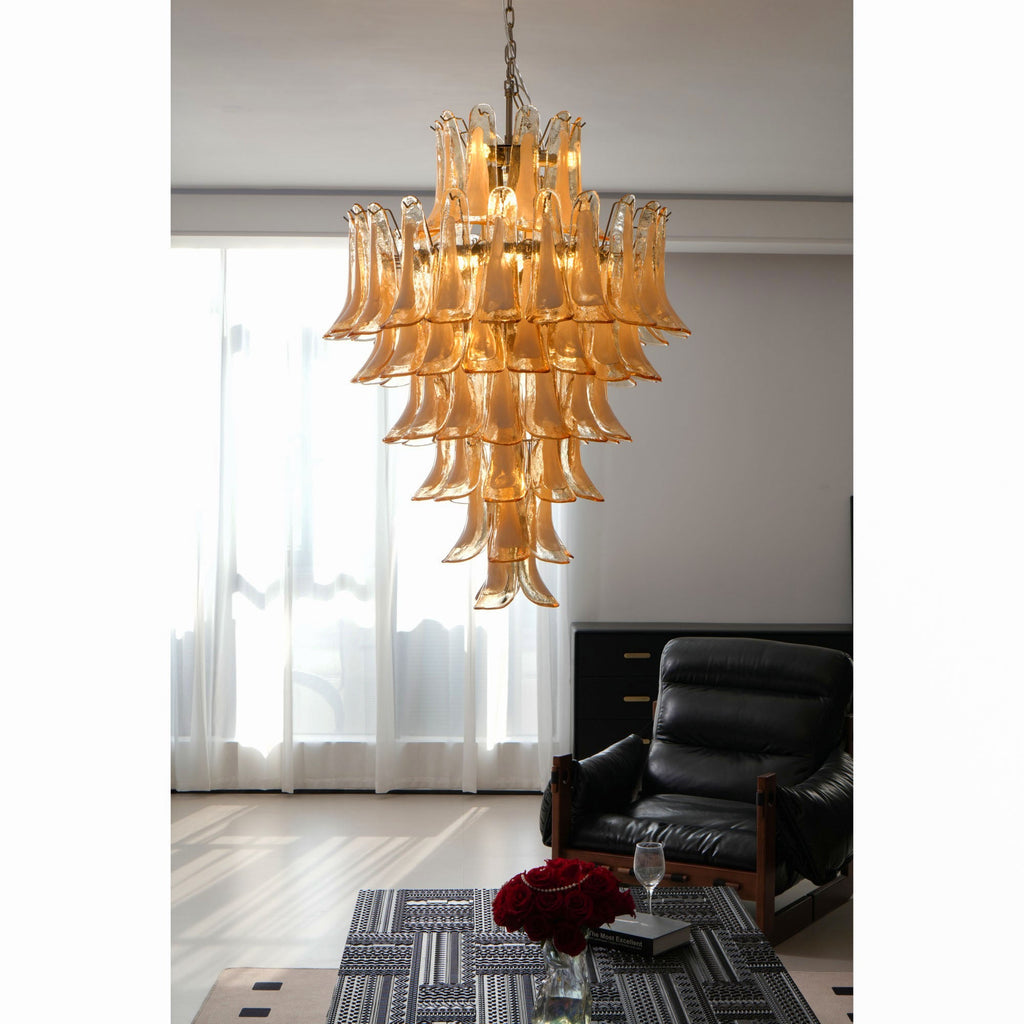 Amber Cloud Glass Petals Chandelier