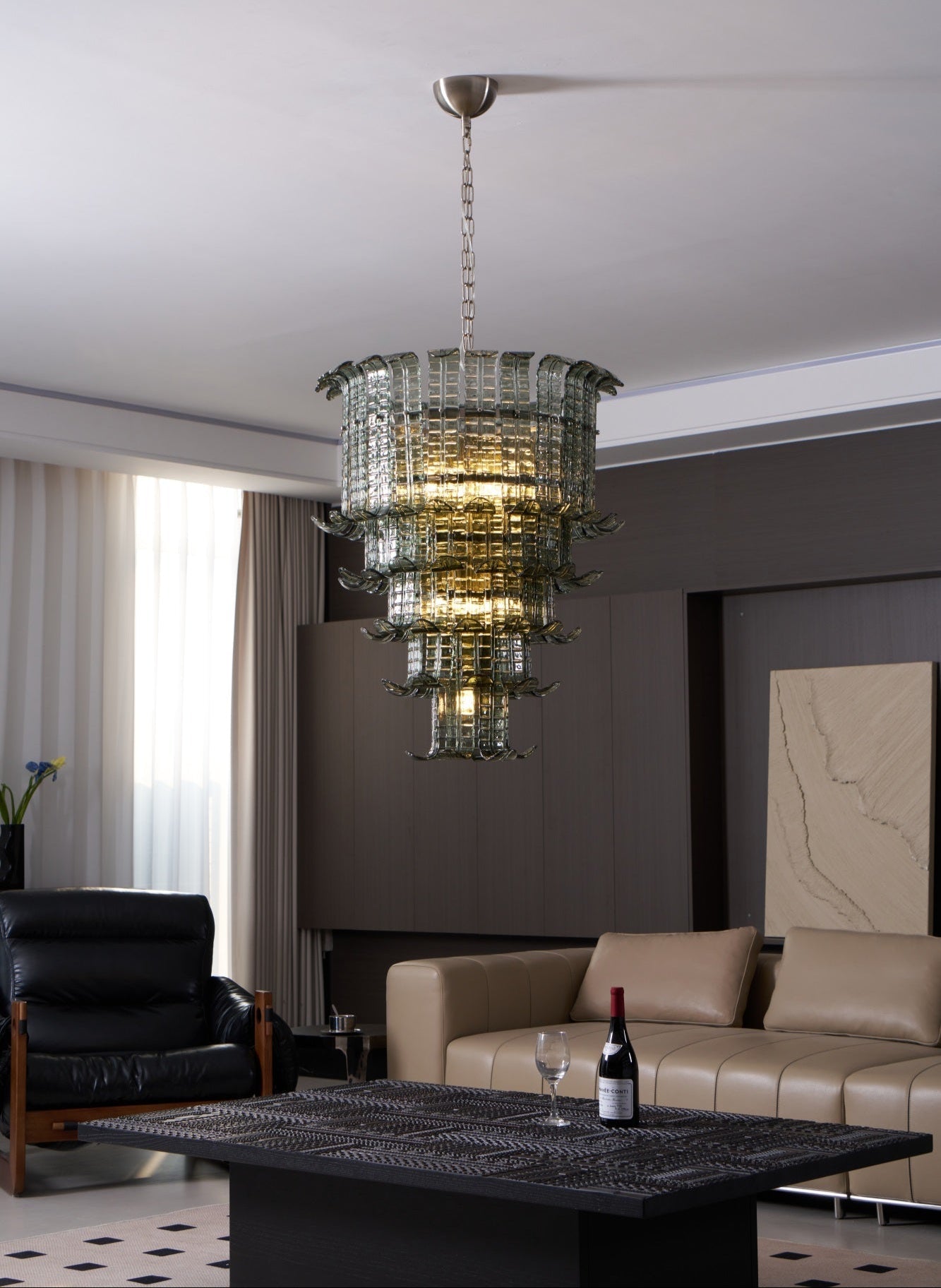 Cascade Glass Green Chandelier