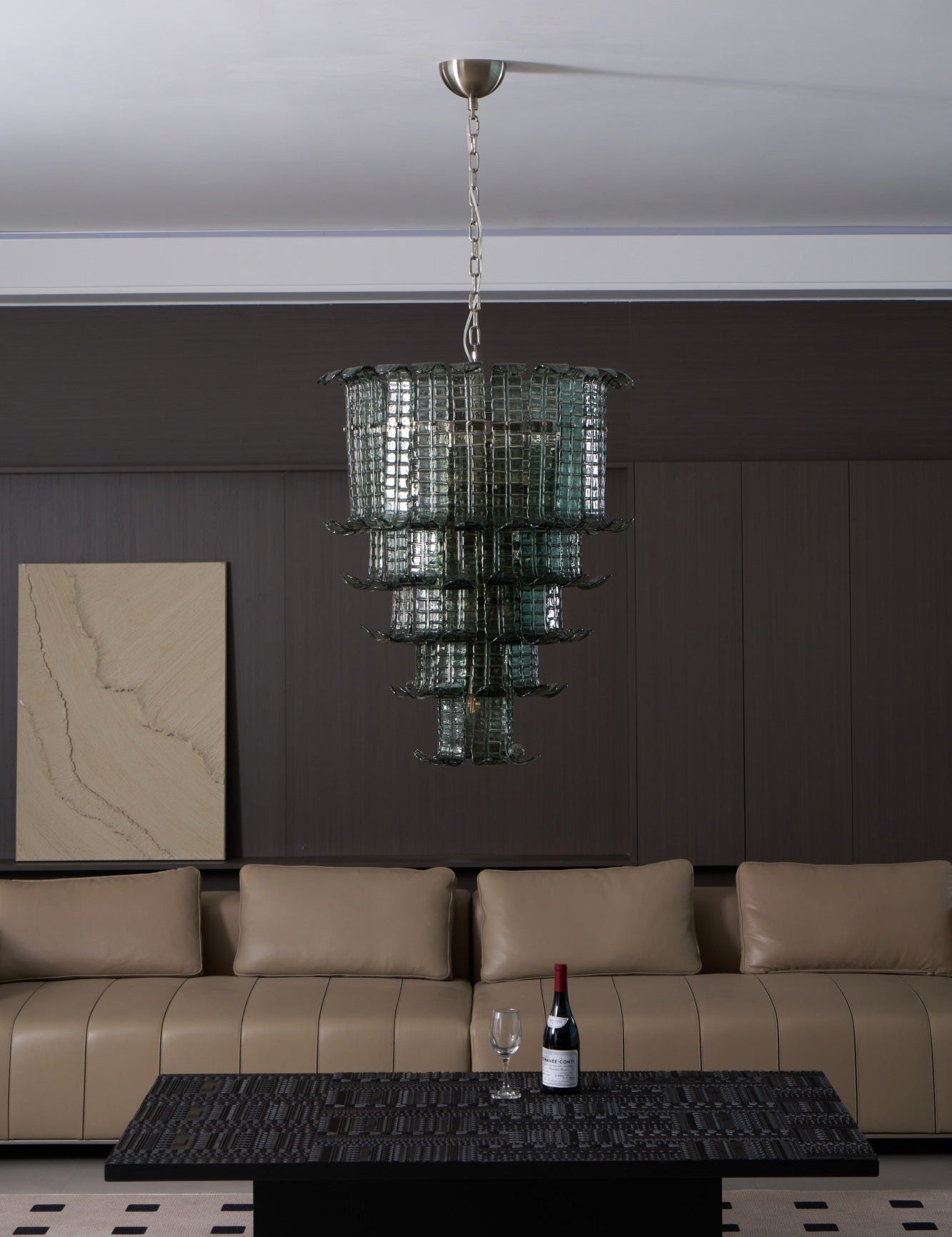 Cascade Glass Green Chandelier