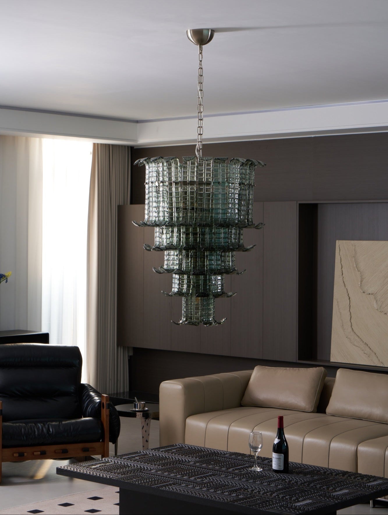 Cascade Glass Green Chandelier