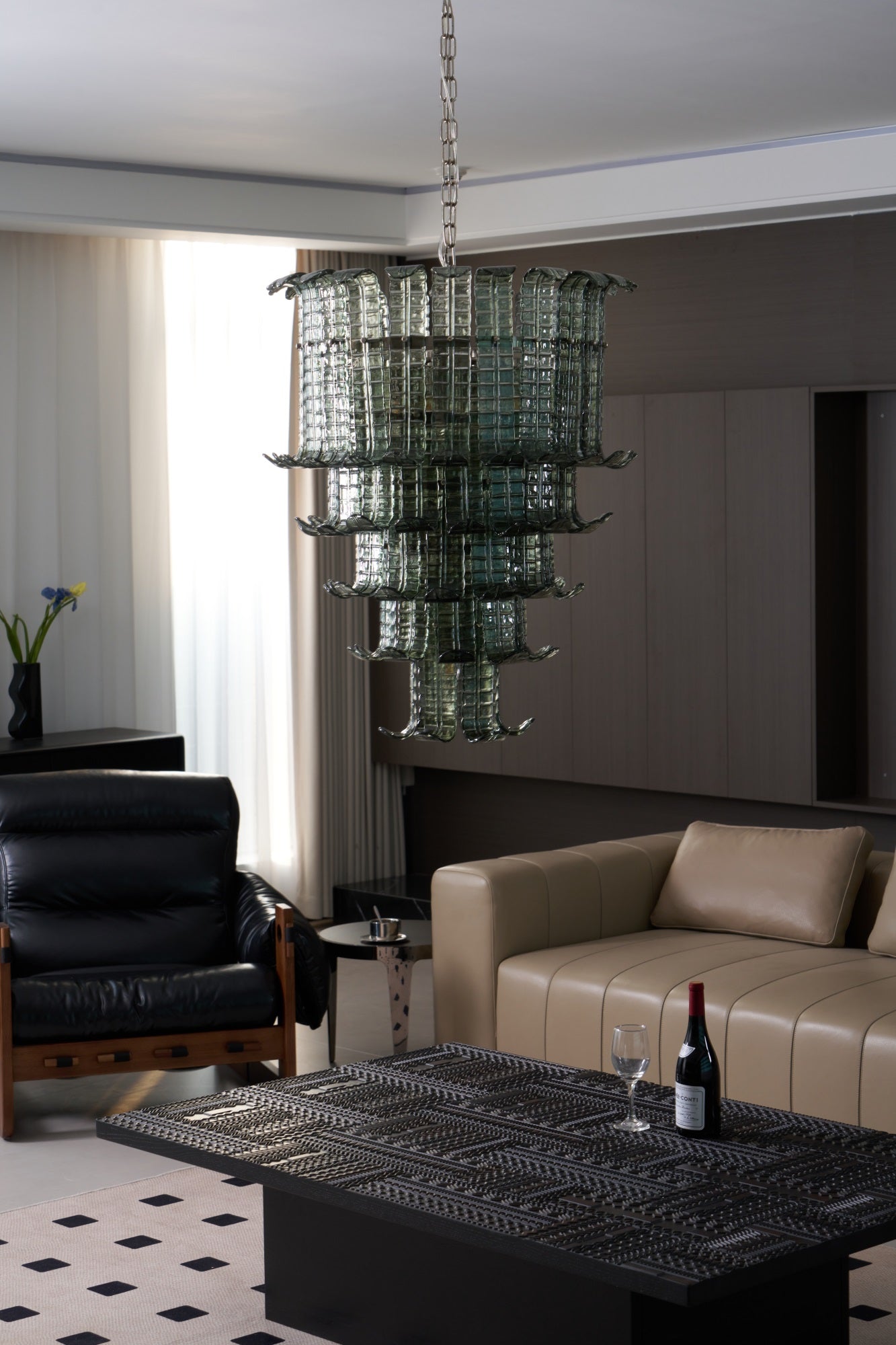 Cascade Glass Green Chandelier