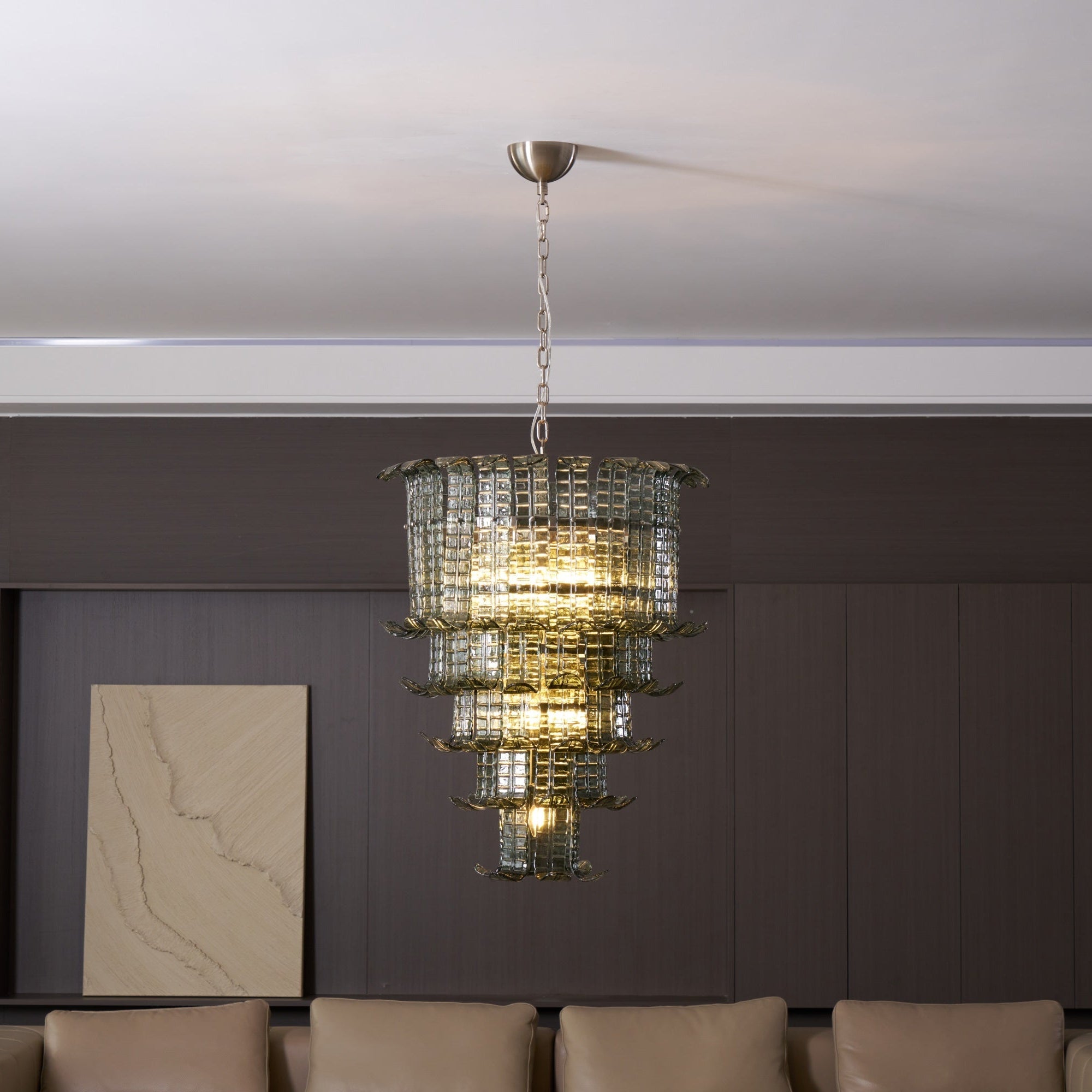 Cascade Glass Green Chandelier