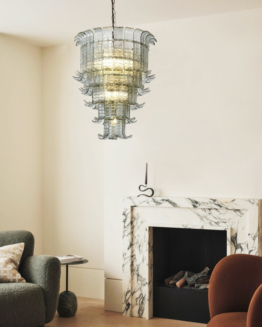 Cascade Glass Green Chandelier