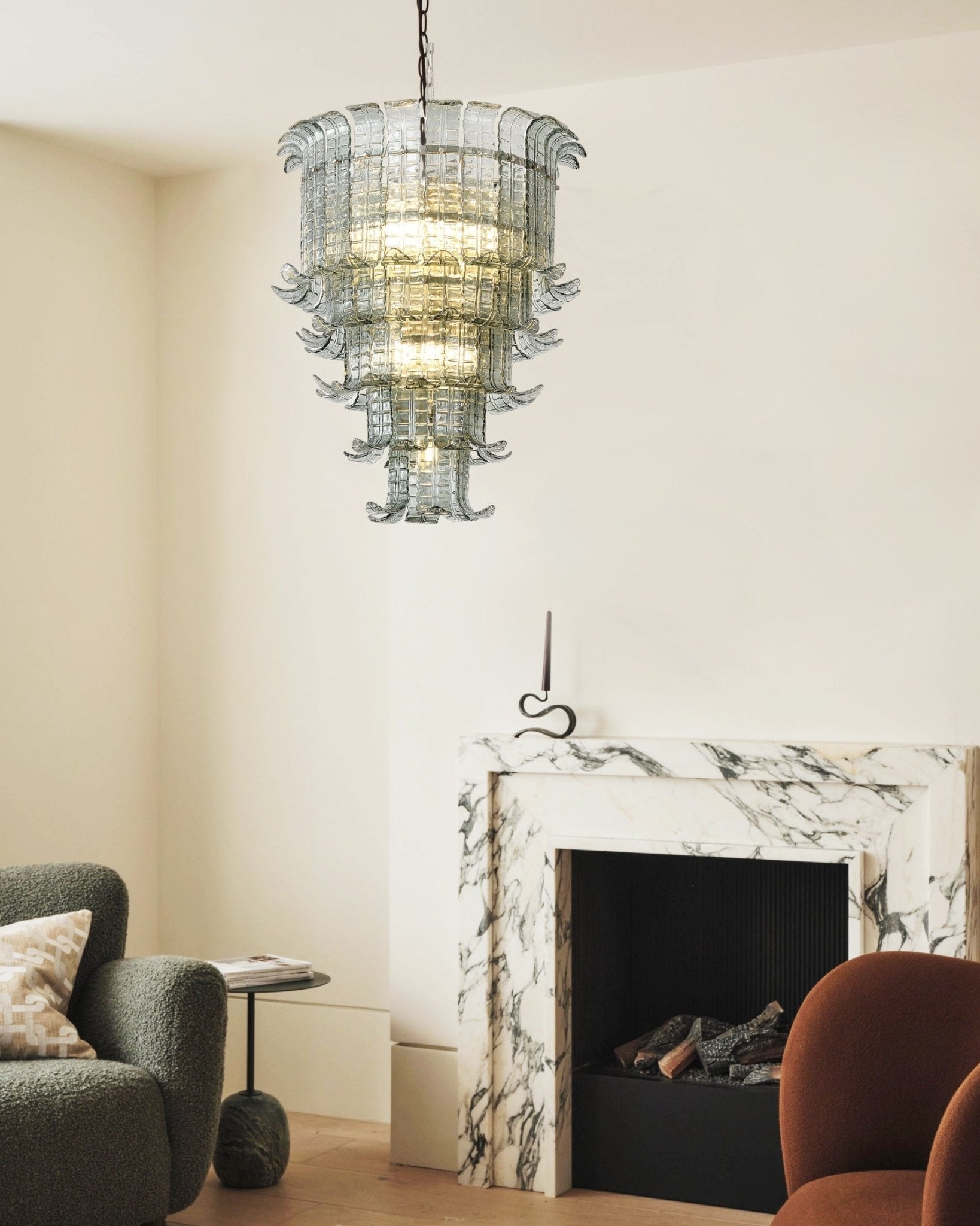 Cascade Glass Green Chandelier