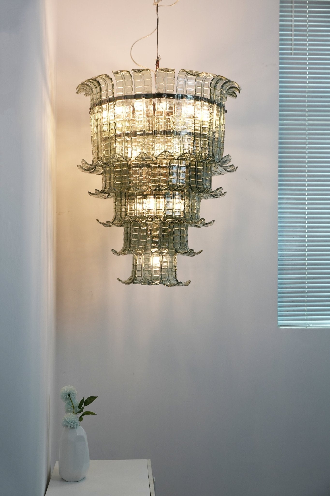 Cascade Glass Green Chandelier