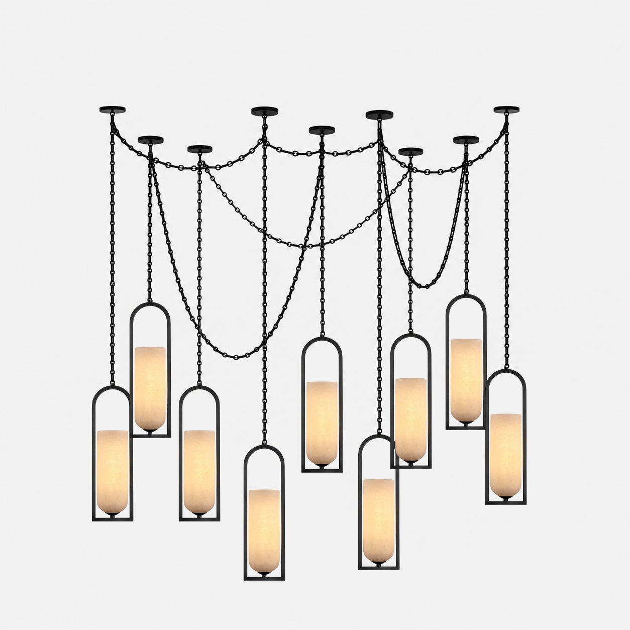 Cascading Chain Lantern Chandelier
