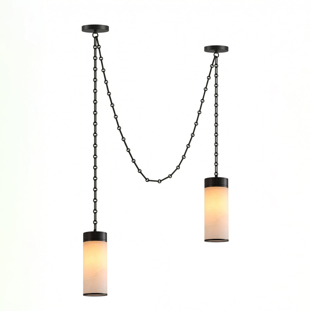 Cascading Chain Cylinder Chandelier
