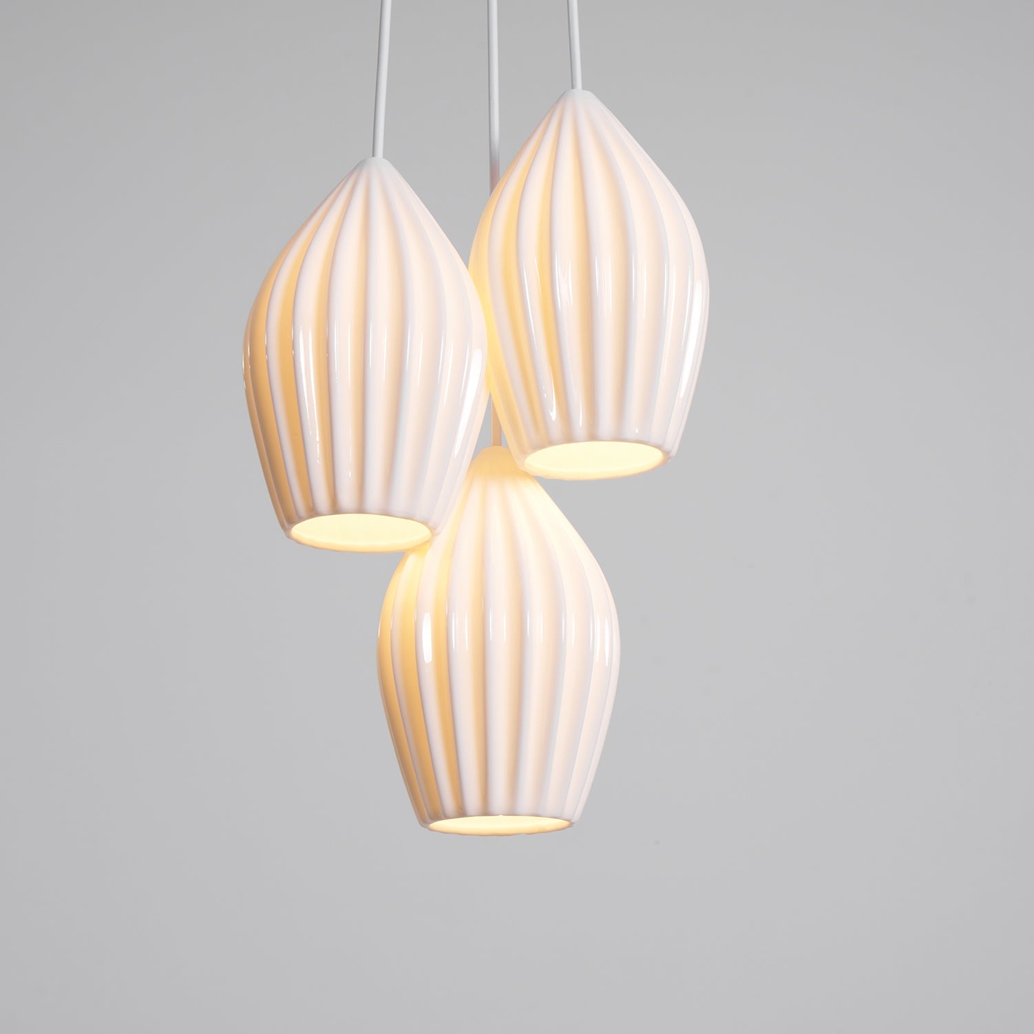 Ceramic Ribbed Pendant Light