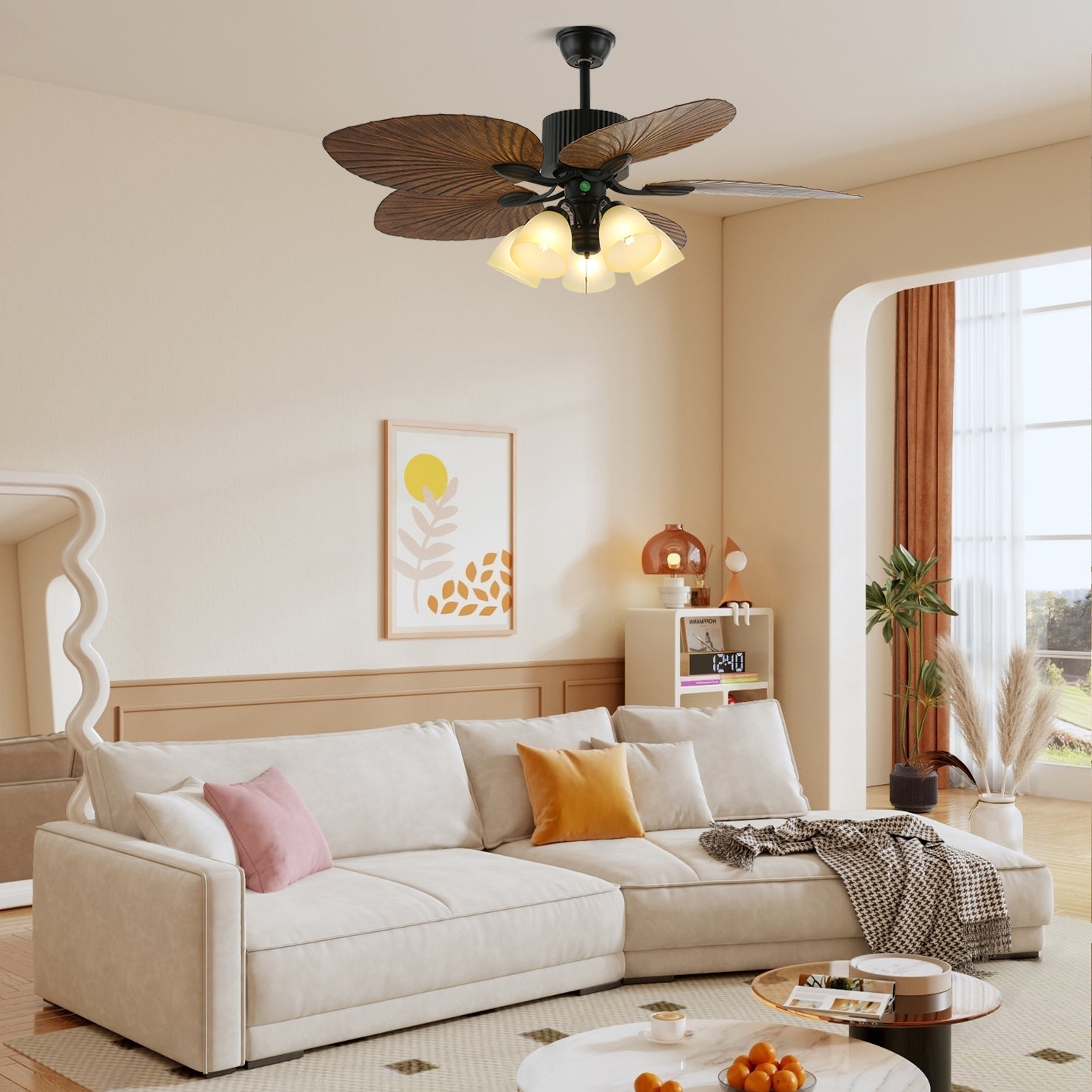 Banana Leaves Ceiling Fan Light