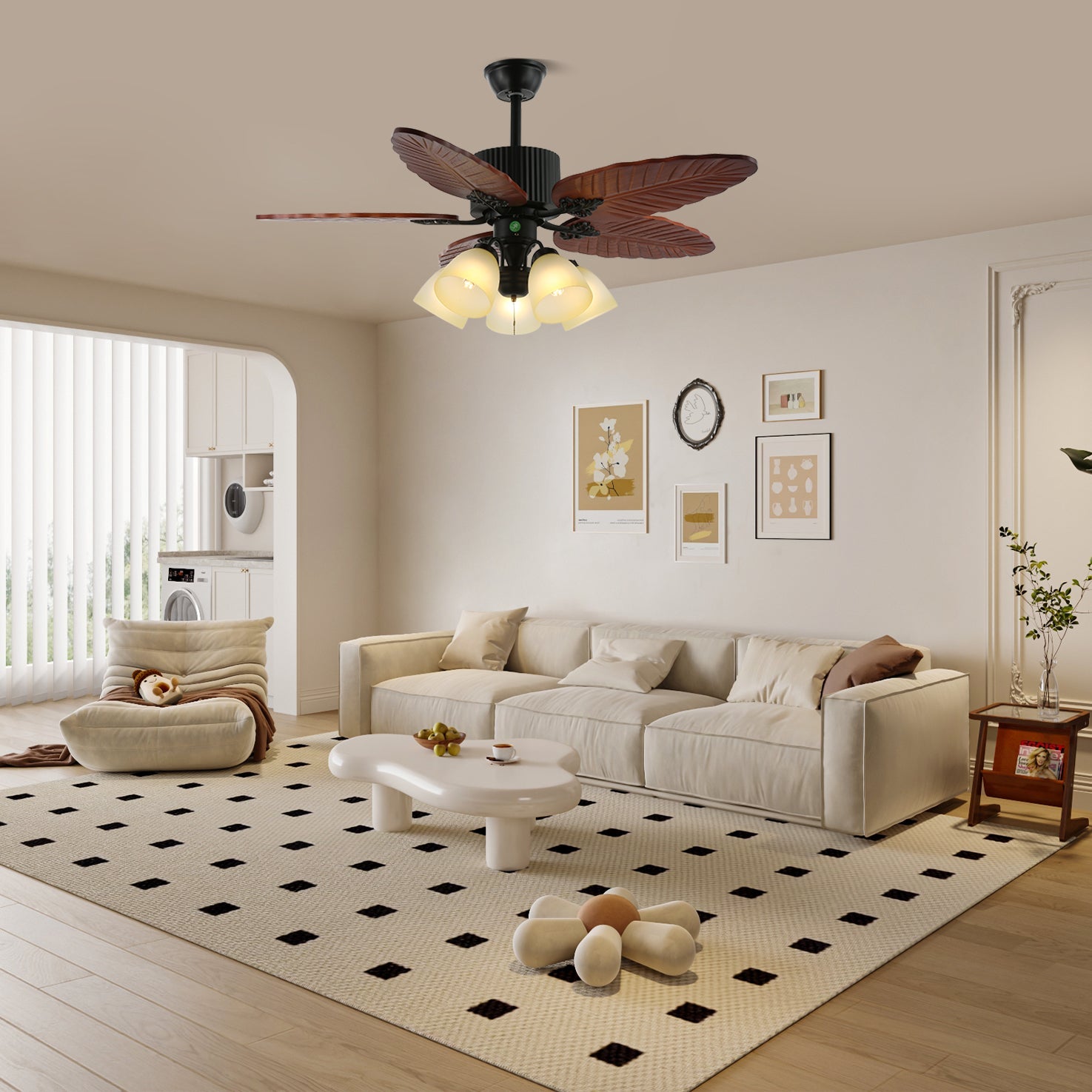 Banana Leaves Ceiling Fan Light