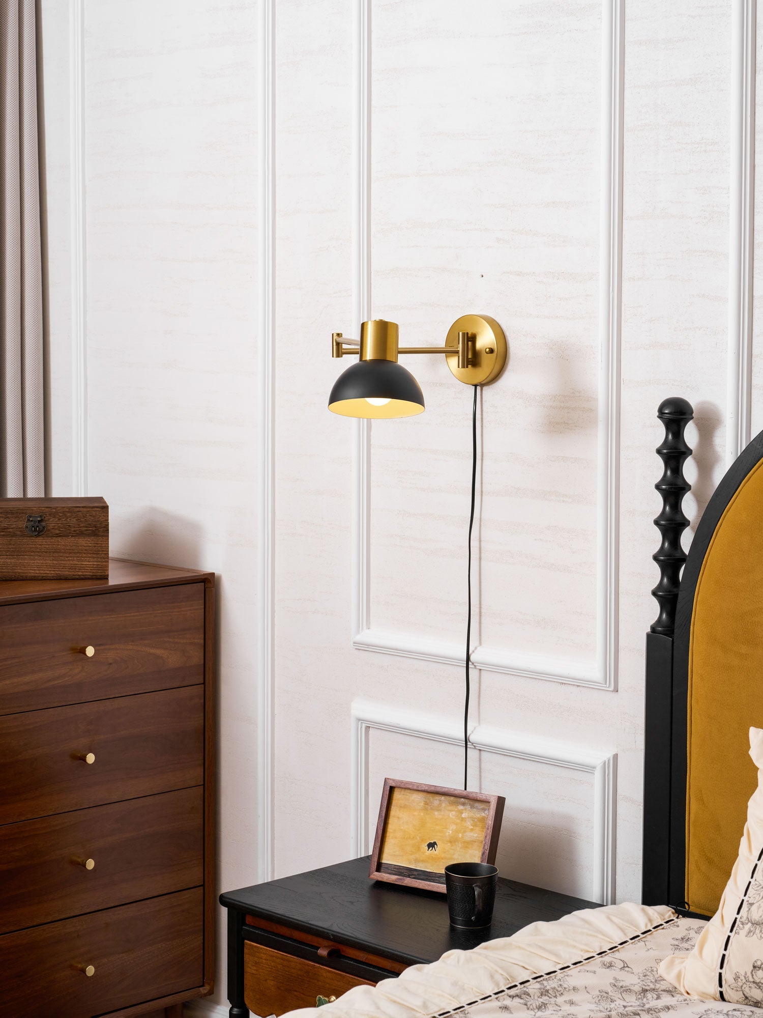 Adjustable Arm Plug In Wall Lamp