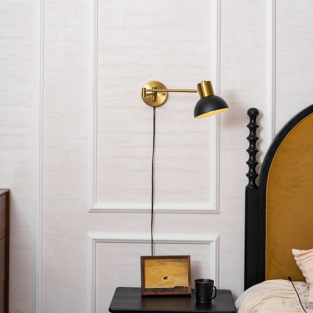 Adjustable Arm Plug In Wall Lamp
