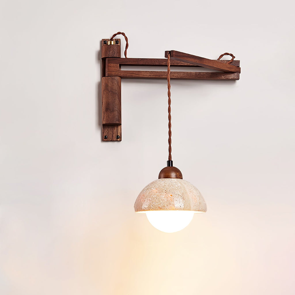 Adjustable Travertine Dome Wall Sconce