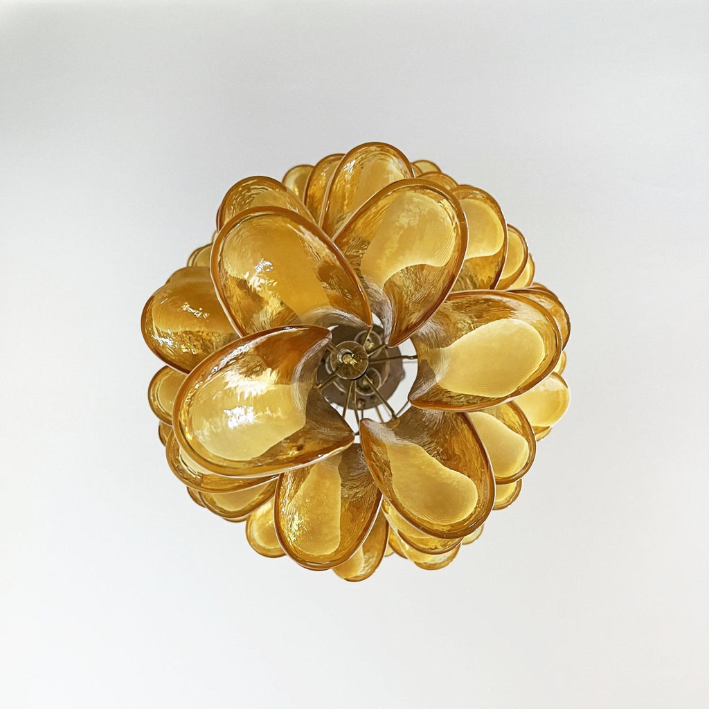 Glass Amber Petals Spiral Chandelier
