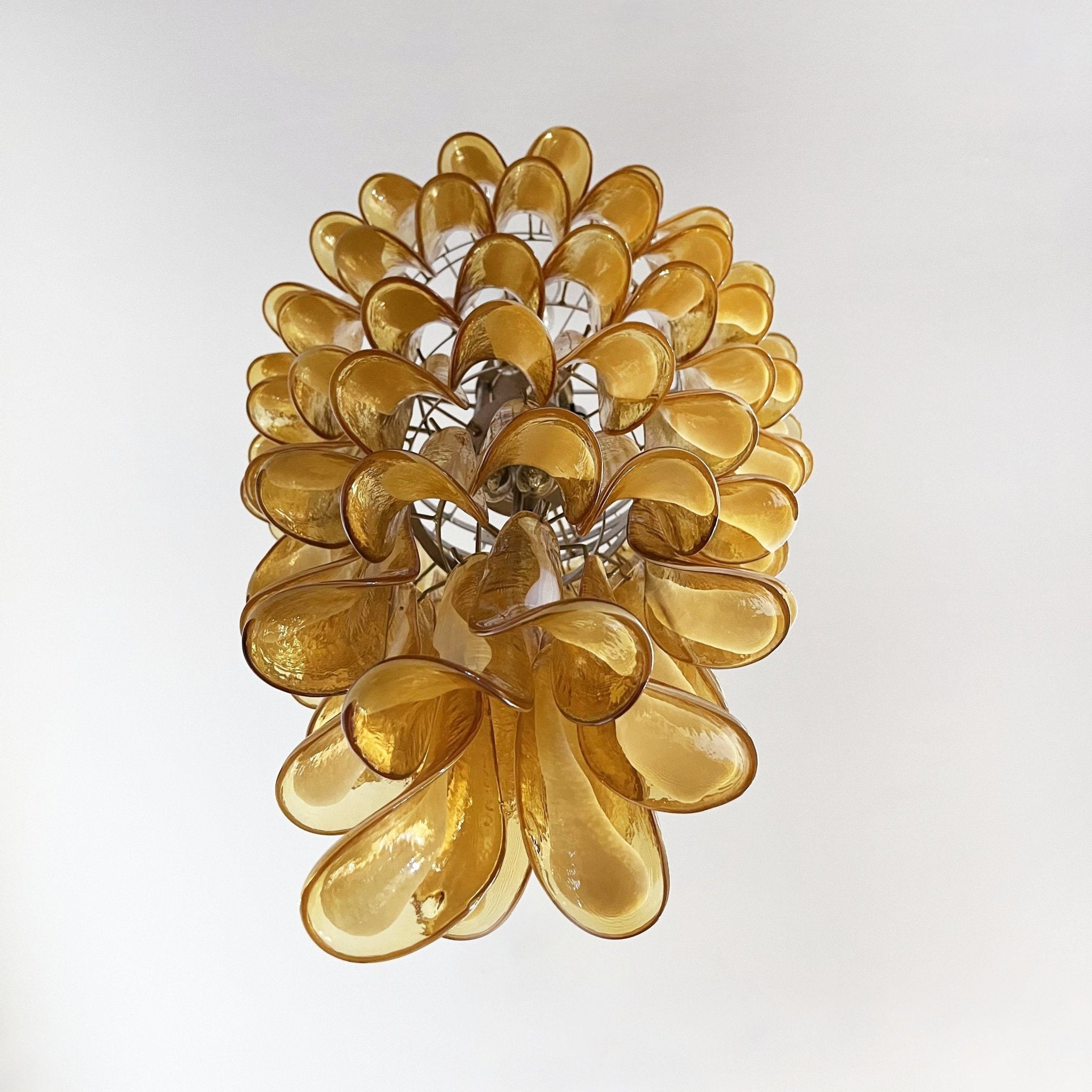 Glass Amber Petals Spiral Chandelier
