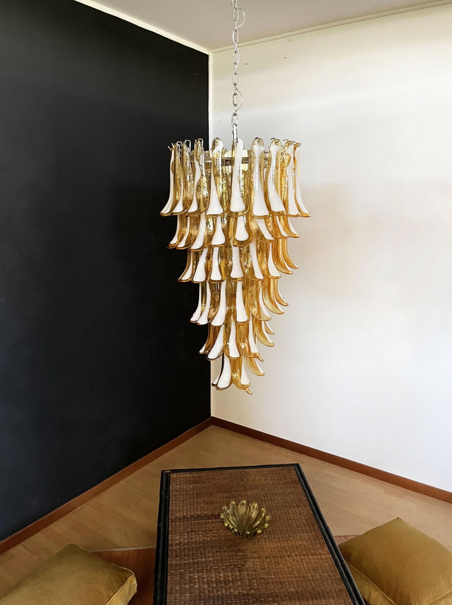 Glass Amber Petals Spiral Chandelier